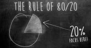 the 80/20 rule shown as a pie chart